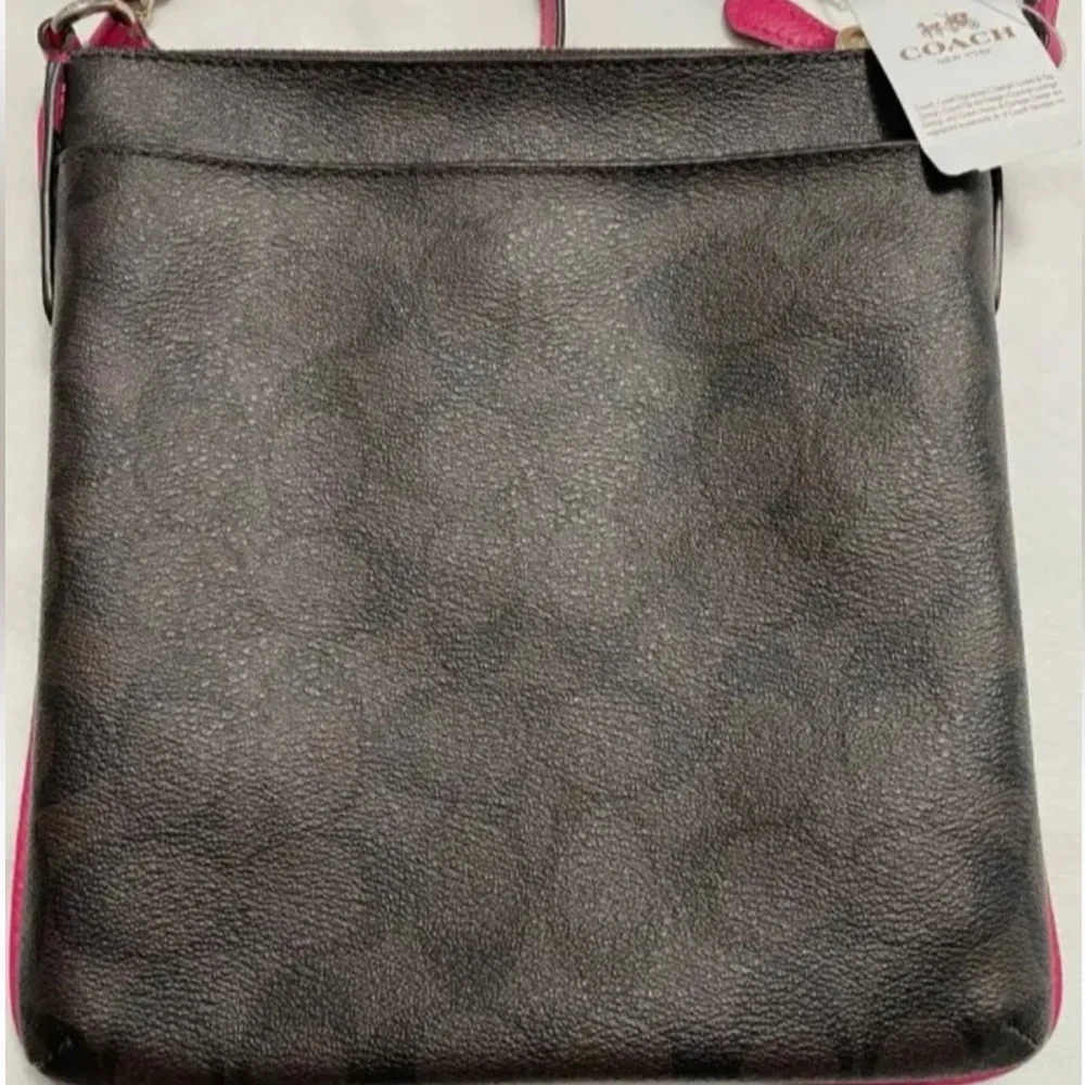 Coach North/South Crossbody Bag - Brown with Raspberry Accents - Picture 4 of 7
